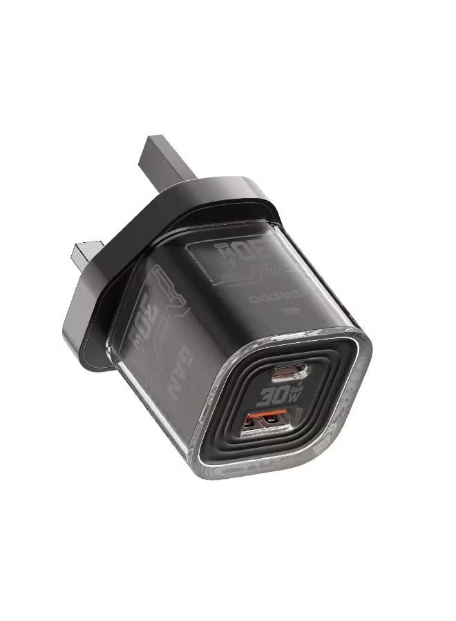 TEZCLARTE Dual Port Quick Wall Charger with 30W - black