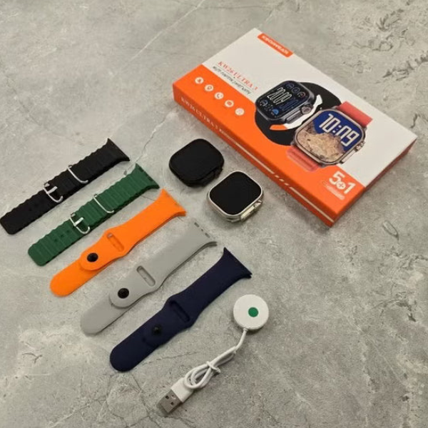 ساعة ذكية KW26 Ultra 3 (أسود): 5 في 1 مع أشرطة متعددة