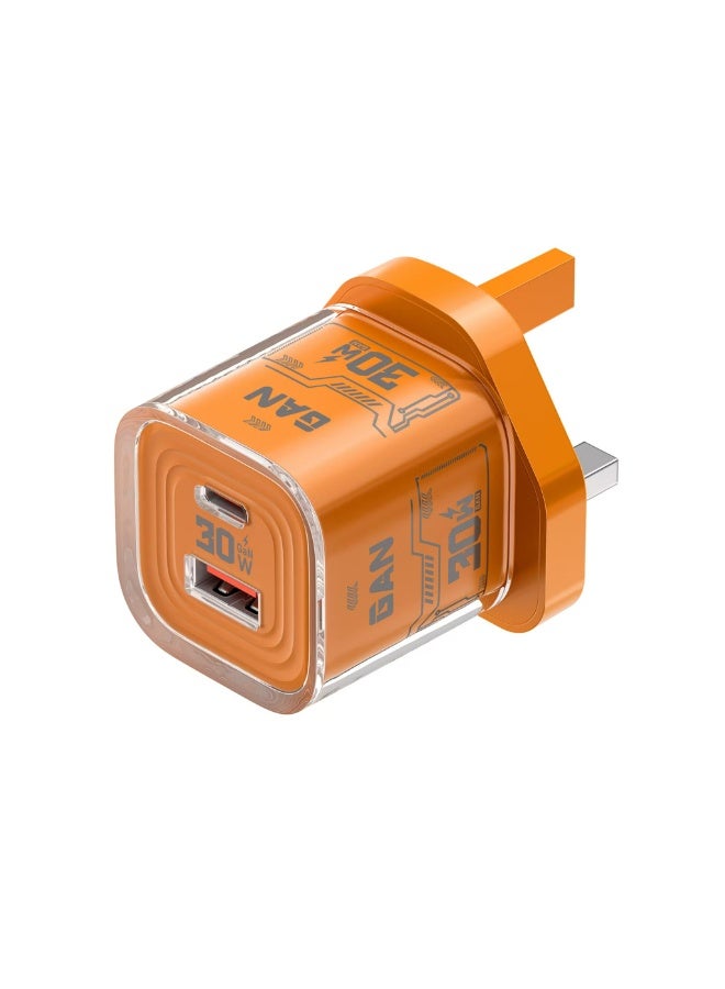 TEZCLARTE Dual Port Quick Wall Charger with 30W - orange