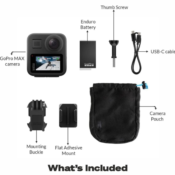 G0Pr0 MAX — Waterproof 360 + Traditional Action Camera with Touch Screen Spherical 5.6K30 HD Video 16.6MP 360 Photos 1080p Live Streaming Stabilization