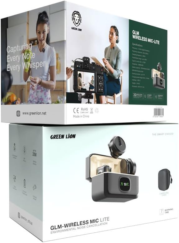 Green Lion Wireless Lavalier Microphone for iPhone – Lightning Plug Mic with Noise Reduction