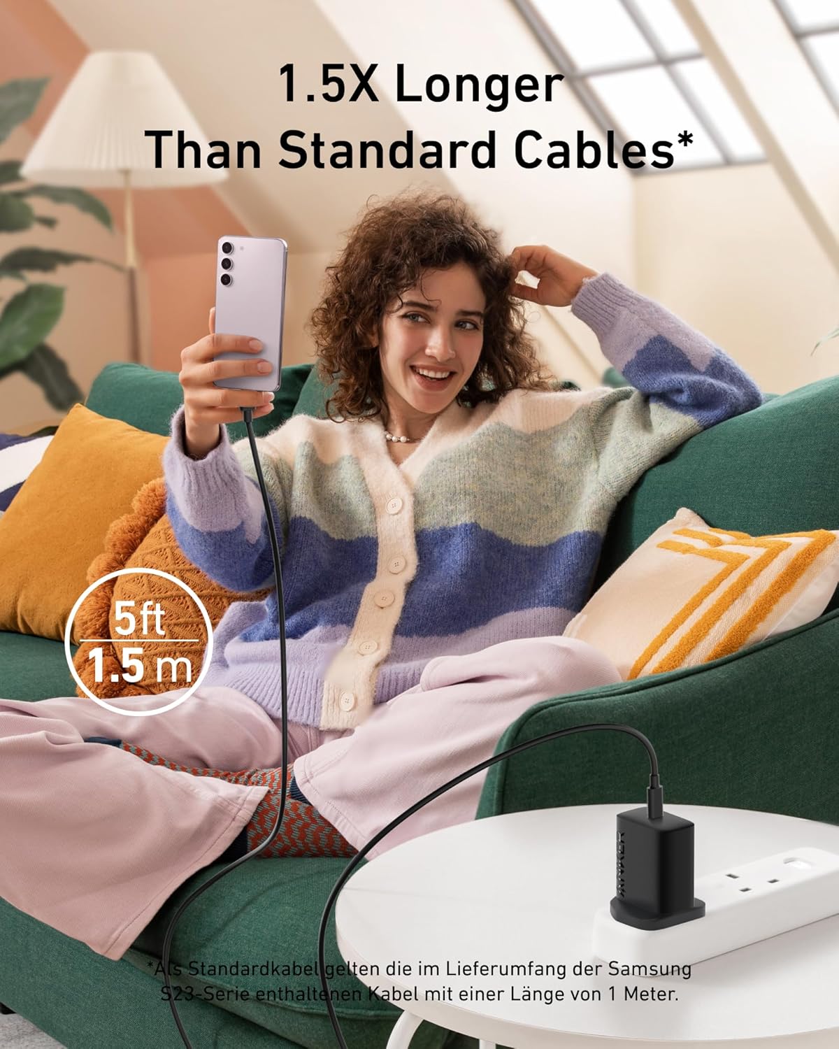 Anker USB C Plug, 25W USB C Charger with USB-C Cable, Supports PPS Fast Charging for Samsung S25/S24+/S24/S23, Ultra/S23+/S23/S22/S21/S20/Note20, iPhone 16/15 More, (5 ft Cable Included)