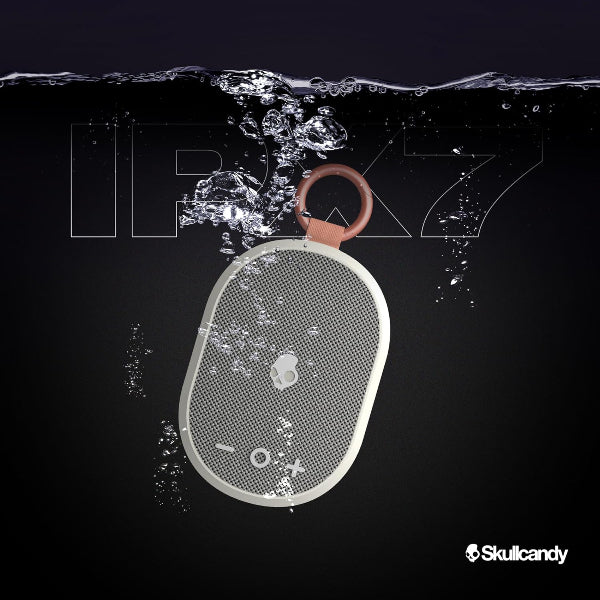 Skullcandy Kilo Wireless Bluetooth Speaker - IPX7 Waterproof Mini Bluetooth Speaker with 24 Hour Battery, Downward Firing Passive Radiator, and True Wireless Pairing - Perfect for Outdoor (Bone)