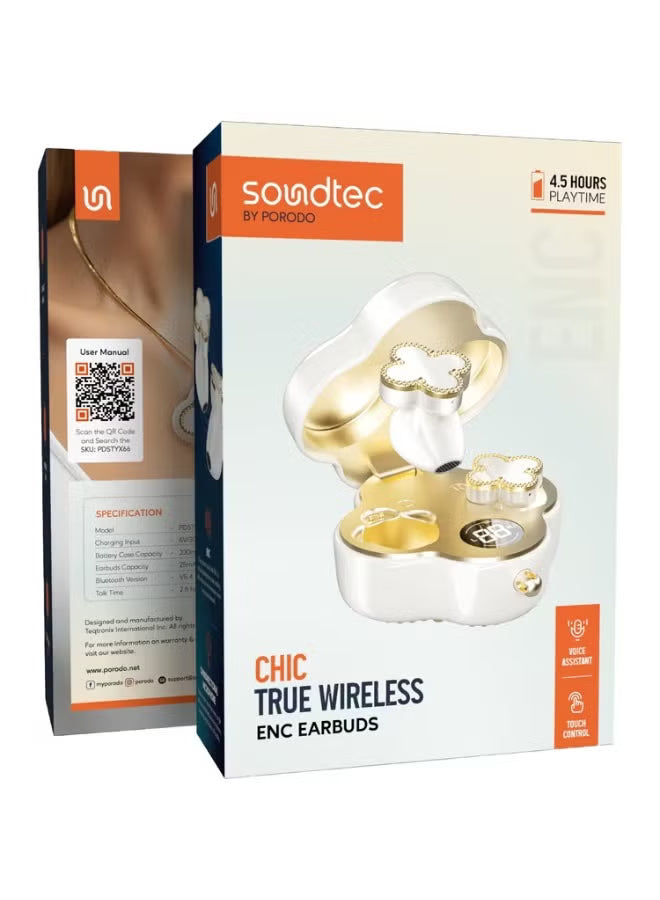 Porodo Soundtec Chic True Wireless ENC Earbuds - white