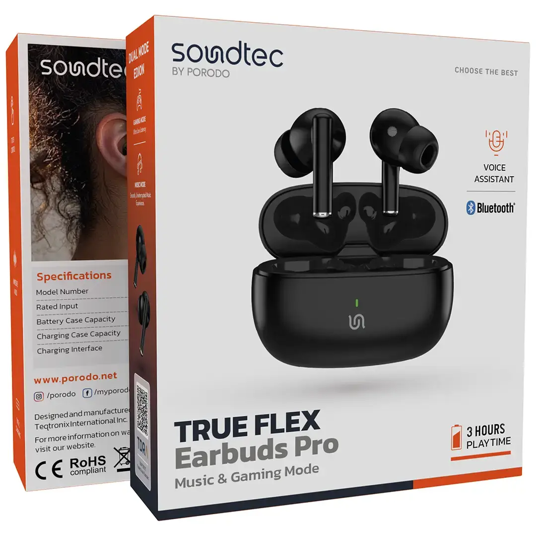 Porodo Soundtec True Flex Earbuds Pro - اسود