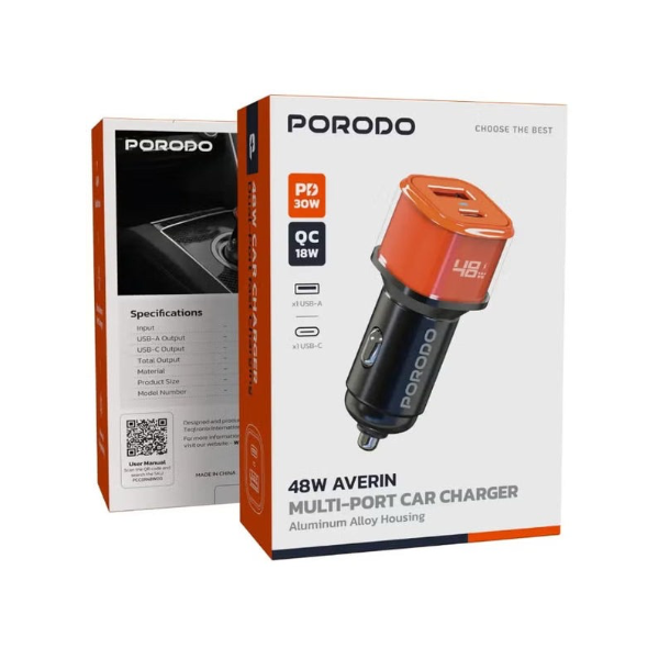 شاحن سيارة متعدد المنافذ 48 واط من أفيرين مع سبيكة الألمنيوم