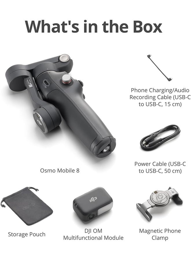 DJI Osmo Mobile 8 Smartphone Gimbal – 3-Axis Stabilizer with Native Tracking, Extension Rod & Tripod