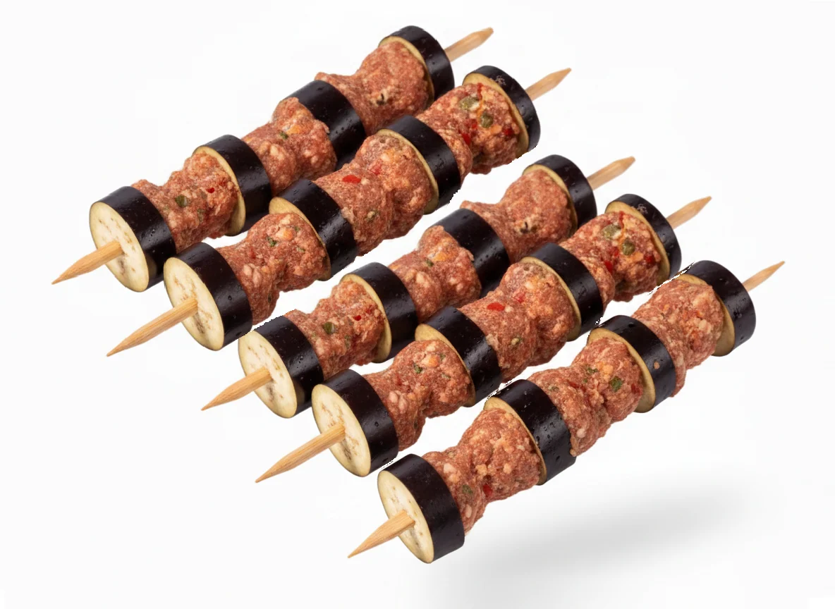 5 Skewers Lamb Kabab With Eggplant 500g