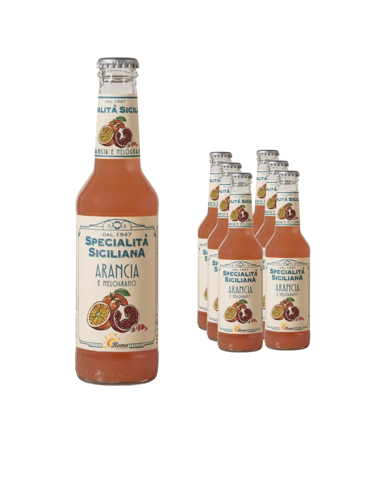 Bona Sicilian Orange & Pomegranate Soft Drink - 6 x 275 ml