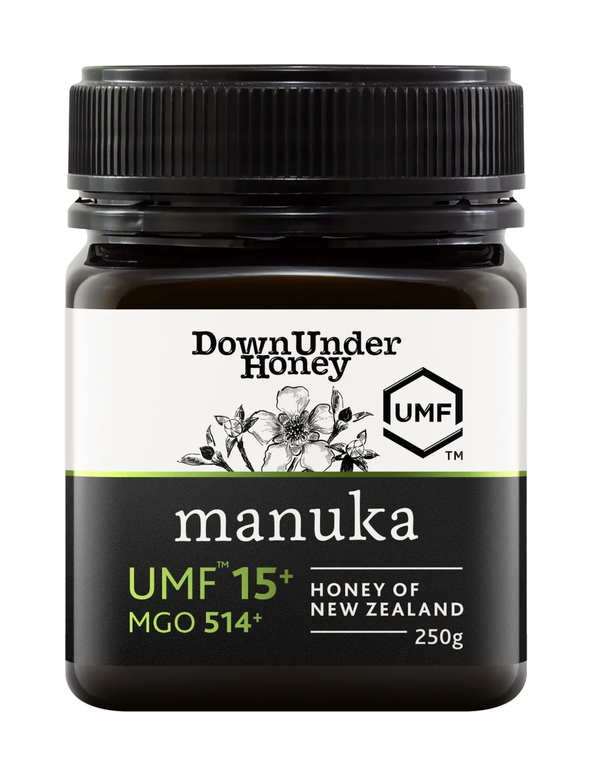 Down Under Manuka UMF™ 15+MGO 514+ Honey of New Zealand (Monofloral) - 250g
