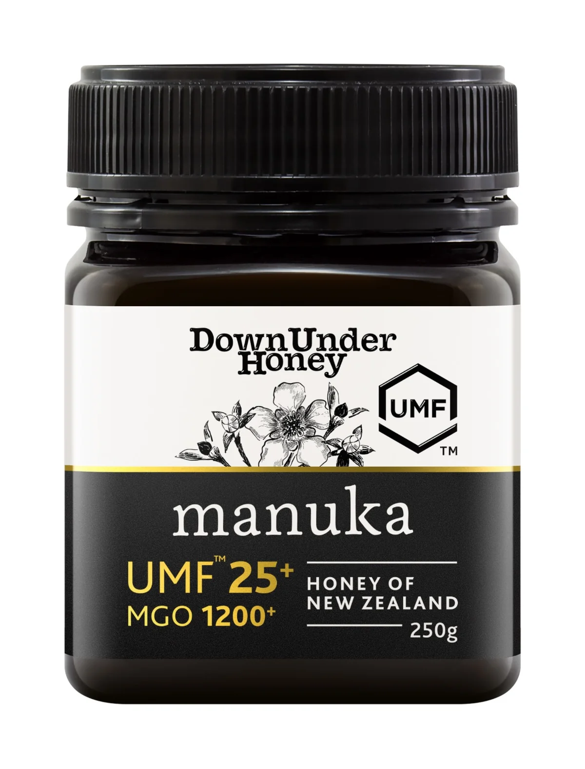 Down Under Manuka UMF™ 25+MGO 1200+ Honey of New Zealand (Monofloral) - 250g