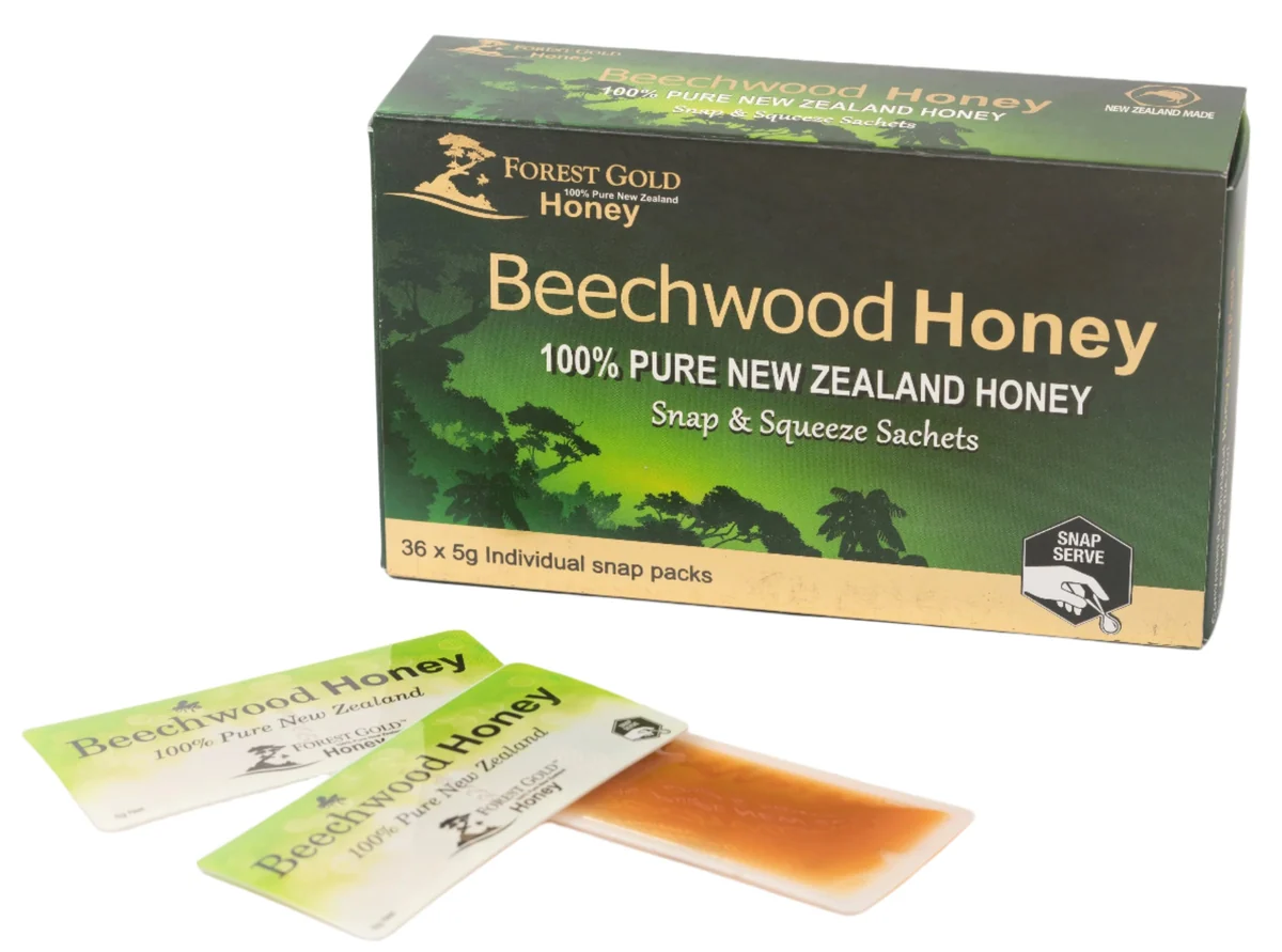 Forest Gold Manuka Beechwood Honey Snap Packs - 180g