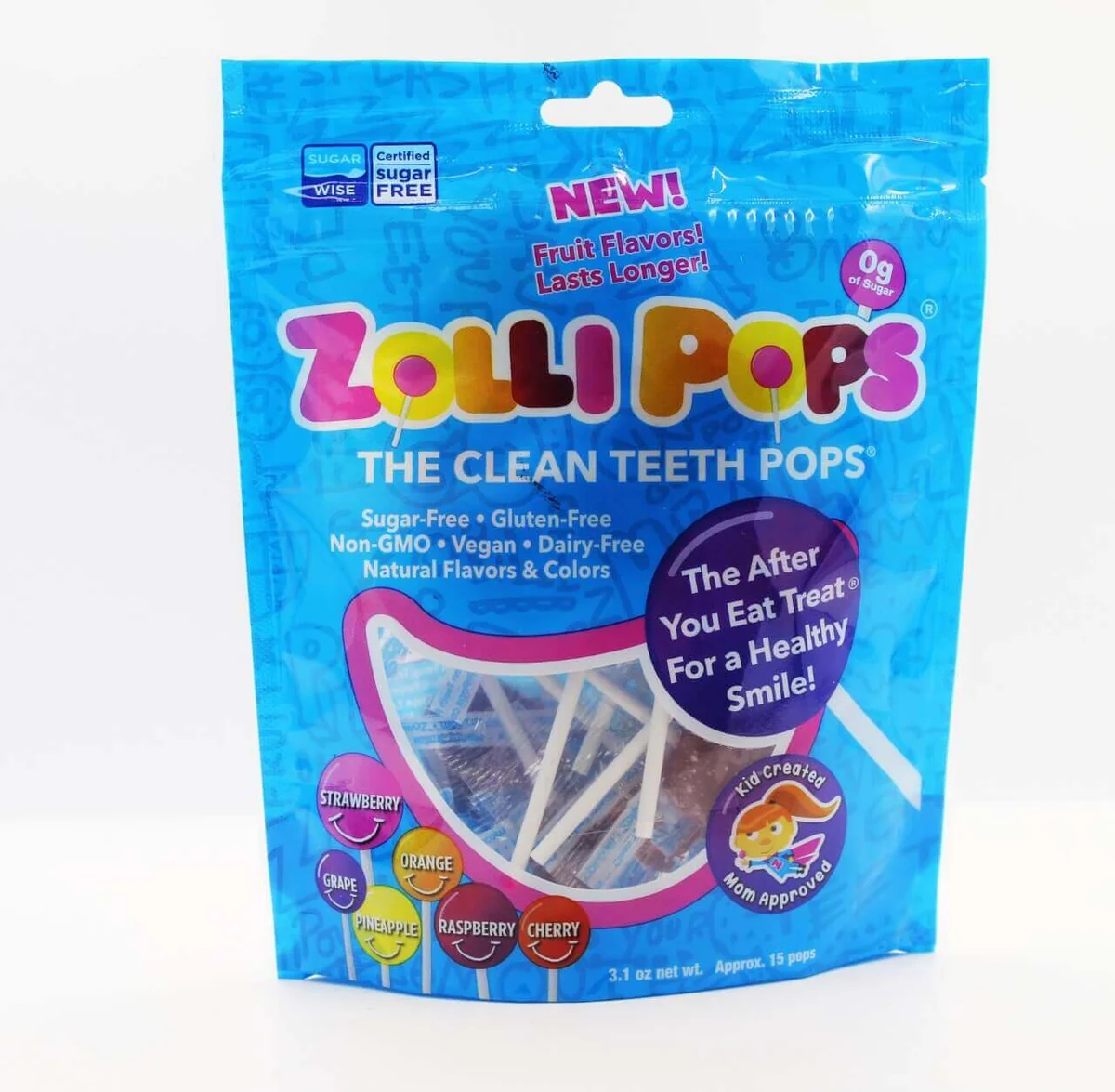 ZolliPops Clean Teath Pops Mix Fruit 3.1Oz