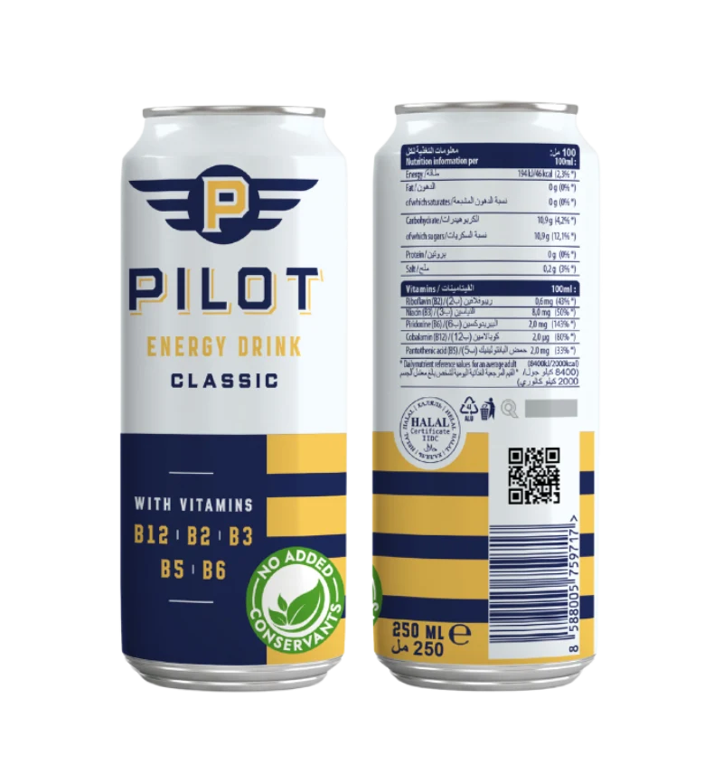 Pilot Classic Energy Drink with Vitamin B12,B2,B3,B5, B6 - 250ml