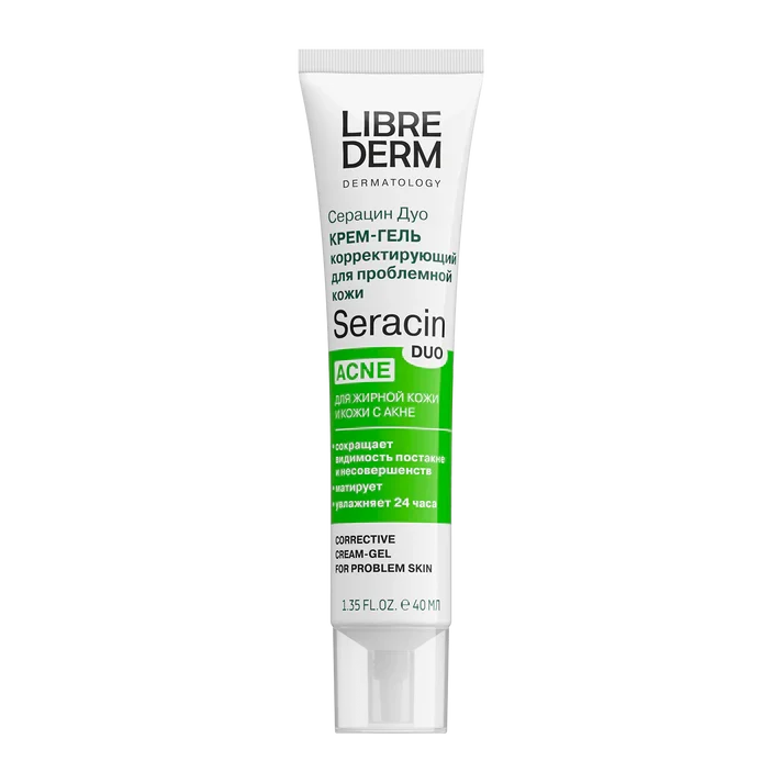 Librederm Seracin Duo Cream For Acne Spot Treatment, Blackheads, Hydrating Moisturizer 40ml