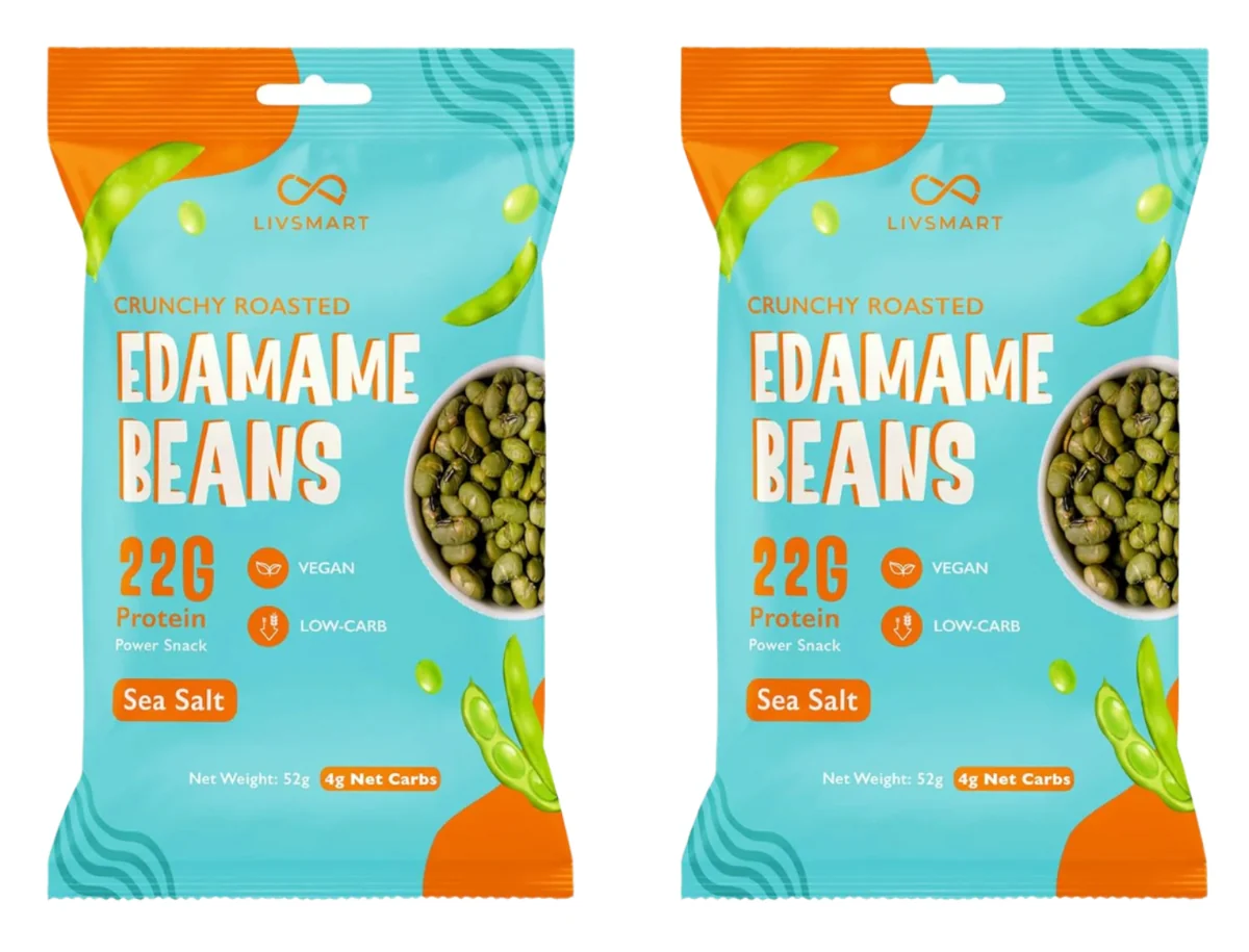 Livsmart Crunchy Roasted Edamame Beans - Sea Salt 52g Each (Pack Of 2)