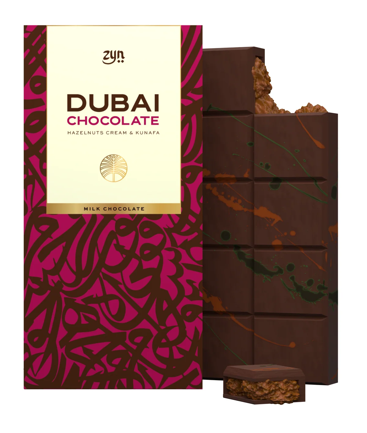 ZYN Dubai Kunafa MILK Hazelnut Cream Chocolate 200g