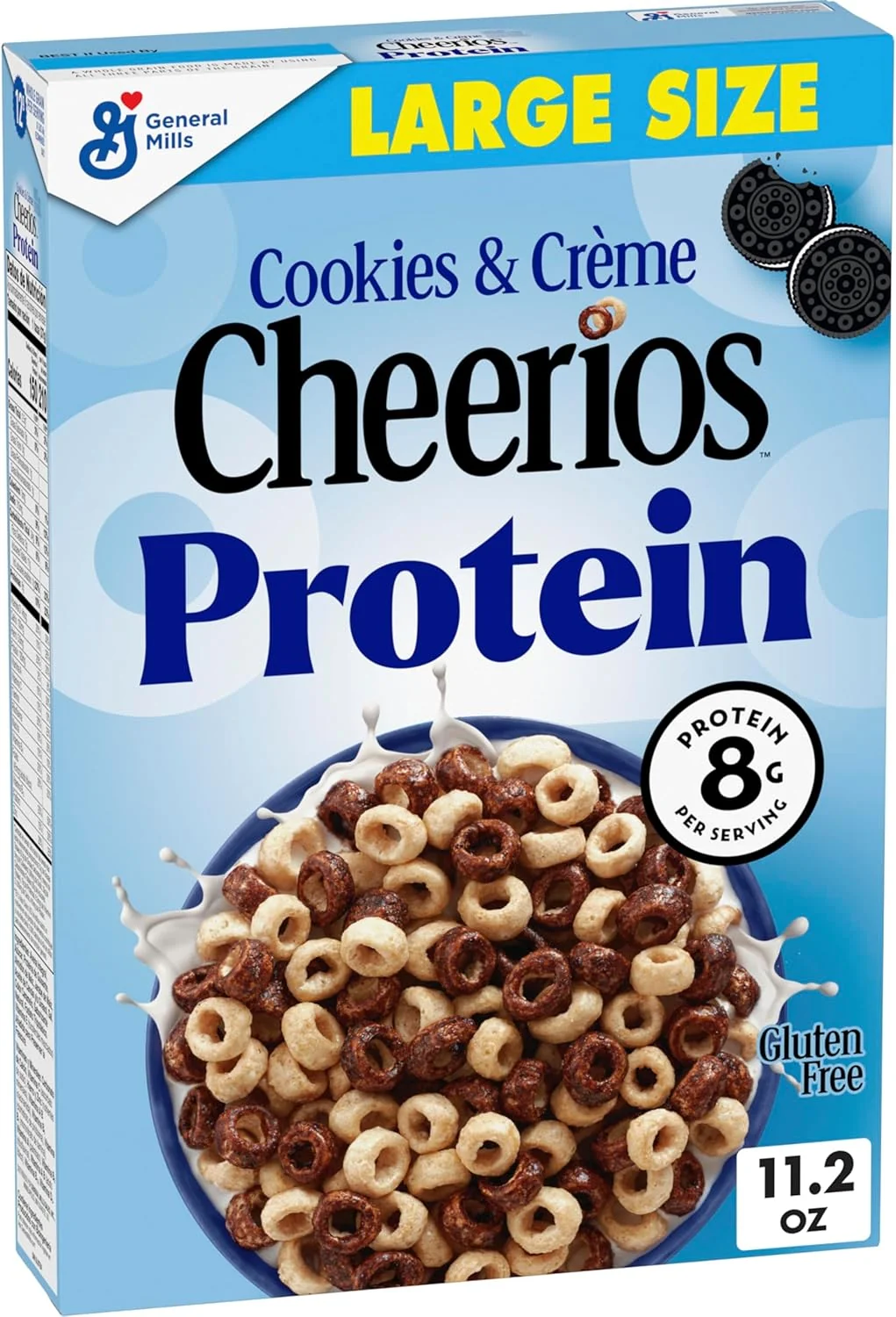 General Mills Cheerios Protein Cereal, Cookies and Crème, 8g Protein, Large Size, 11.2 oz