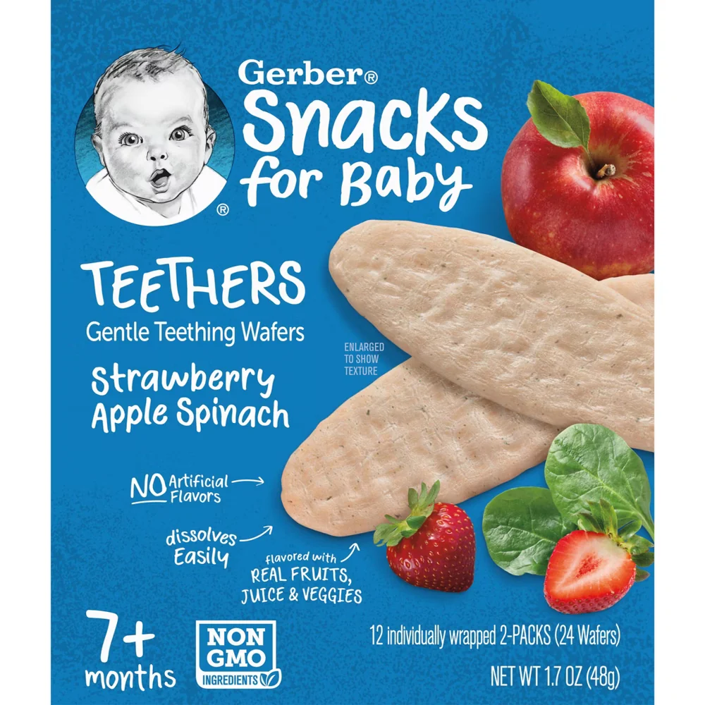 Gerber Snacks Strawberry Apple Spinach Teething Wafers 1.7oz
