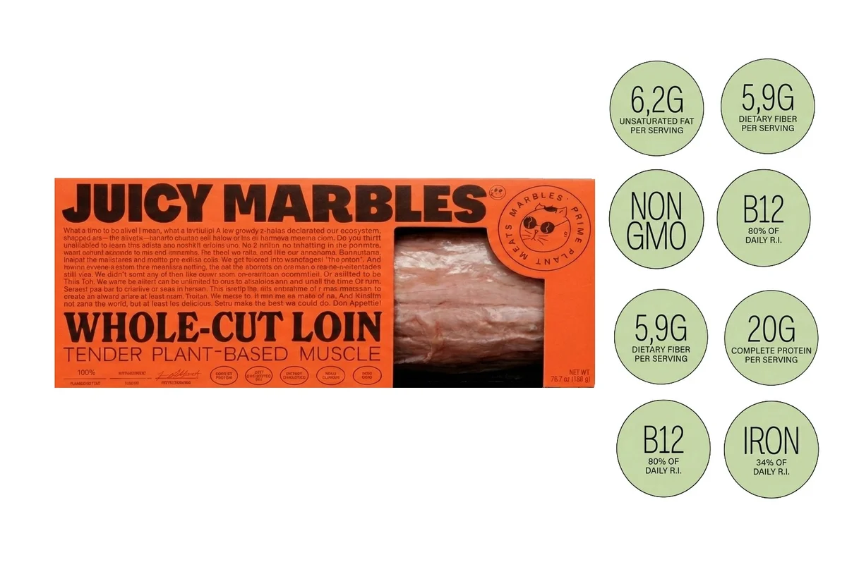 Juicy Marbles Plant-Based Vegan Tender Whole Cut Loin 756 g