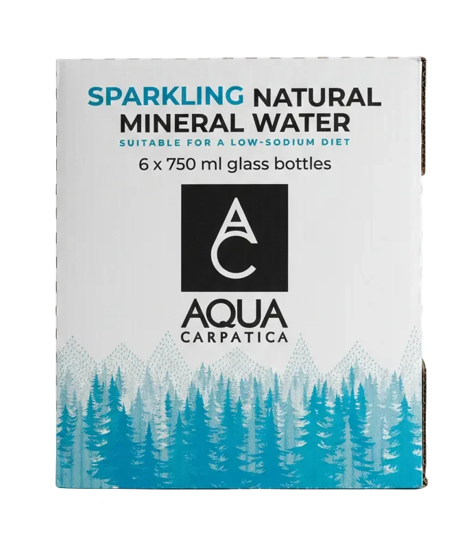 Aqua Carpatica Sparkling Glass bottle Natural Mineral Water 6x 750ml