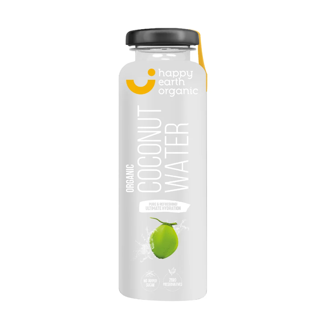 Happy Earth Organic Coconut Water Glass Bottle 350ml