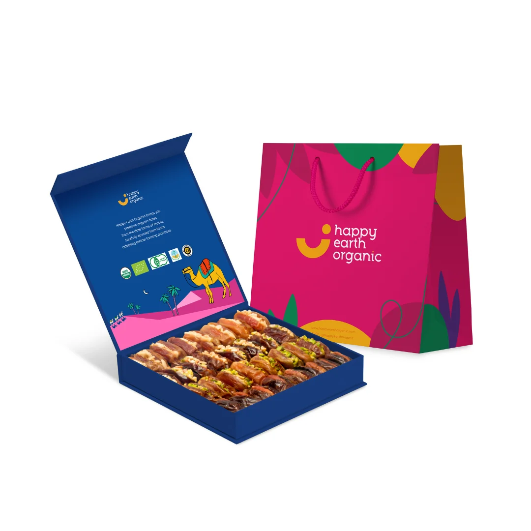 Happy Earth Organic Dubai Blue Filled Dates 500g