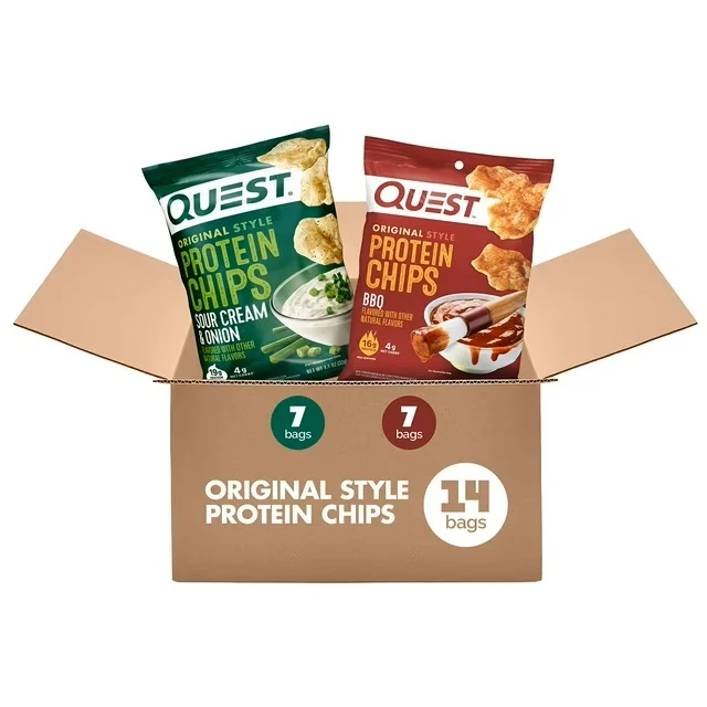 Quest Protein Chips, BBQ and Sour Cream Onion Variety Pack - 32g (14 ct)