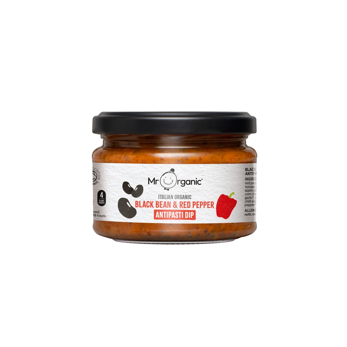Mr Organic Black Bean & Red Pepper Antipasti Dip 230g