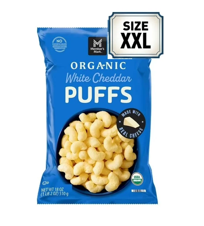 Organic White Cheddar Puffs, 510g (Party Size)