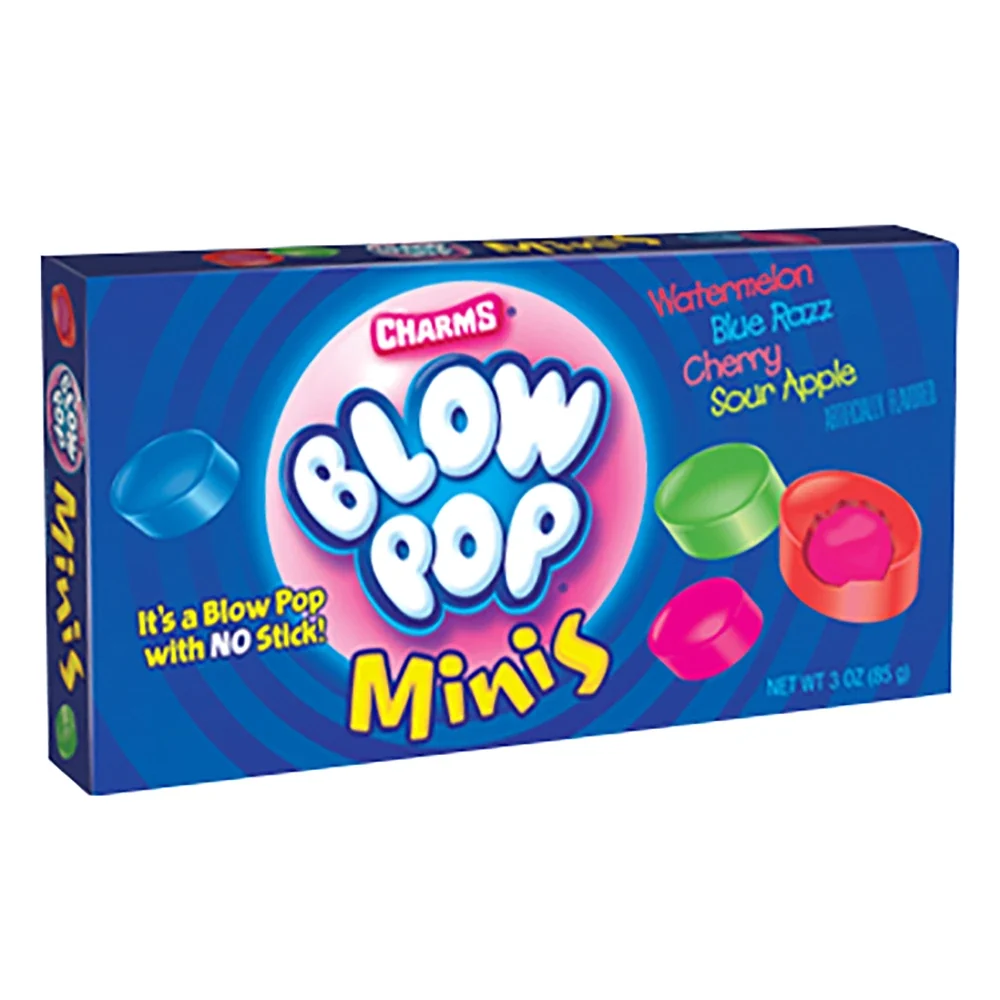 Blow Pop Minis Candy Box With Watermelon, Blue Razz, Cherry & Sour Apple 3.5 Oz