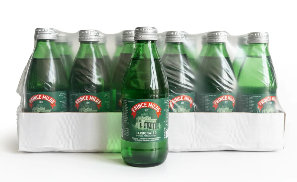 Prince Milos Natural Sparkling Mineral Water Glass Bottle 250 ml x 24