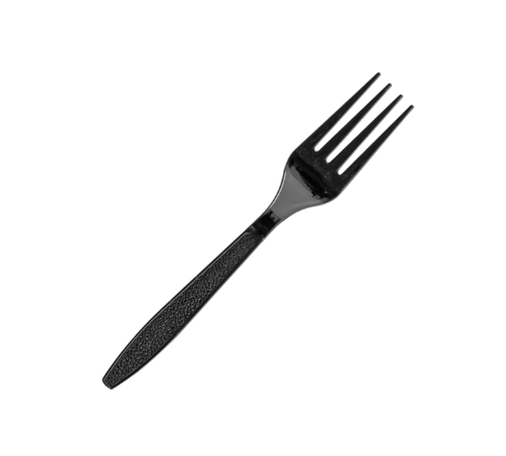 شوك بلاستيك للاستعمال مرة واحدة من فالكون أسود - عبوة 50 قطعة للحفلات والطلبات الخارجية