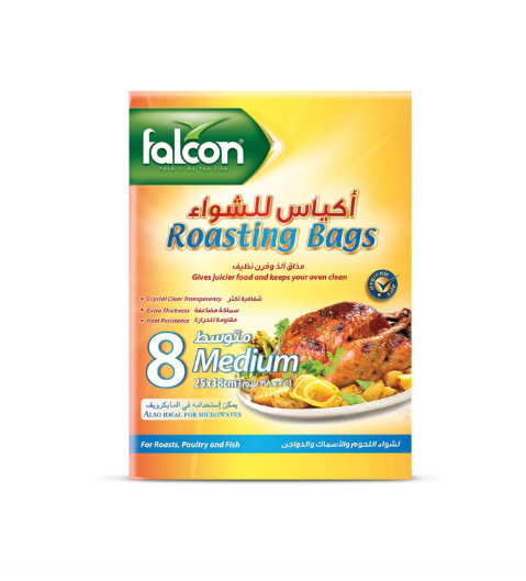 أكياس شوي من فالكون مقاس متوسط 25 × 38 سم - عبوة 8 أكياس للفرن للحوم والدواجن والأسماك