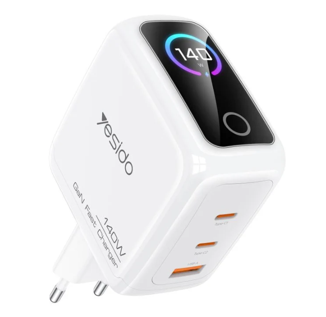 Yesido YC114 140W Digital Display GaN Charger, EU Plug - White