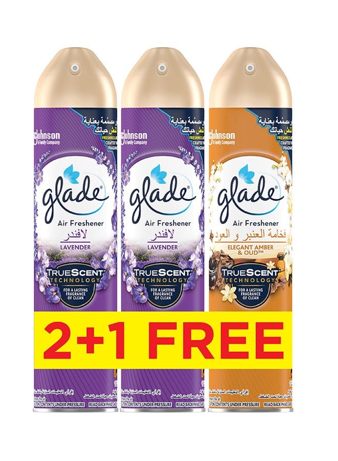 Glade Aerosol Air Freshener Spray 3 x 300ml - 2 Lavender + 1 Orient Amber & Oud