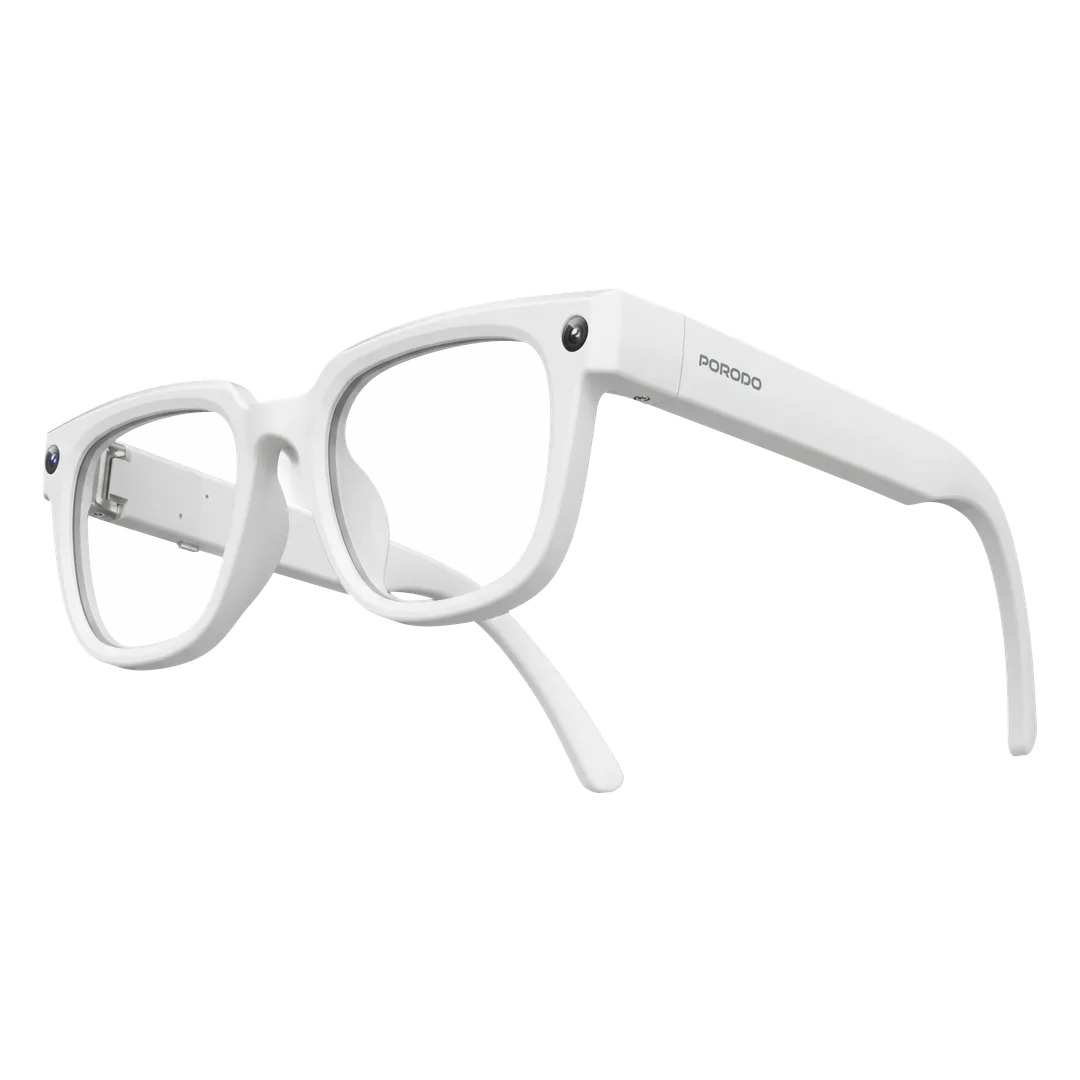 Porodo Lifestyle Optiqa AI Smart Glasses with Built-in High-Resolution Camera and Hey Aira Voice Assistant - White - PDLFSTQ11WH