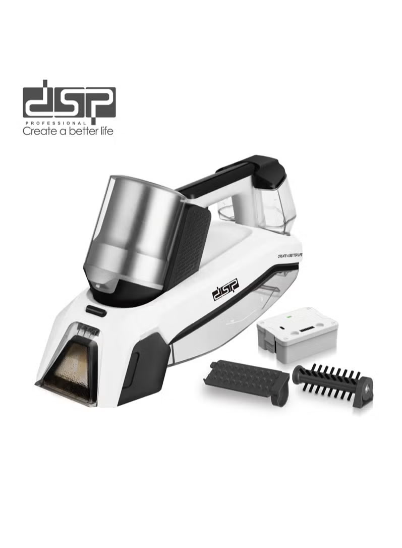 DSP Cordless Handheld Spot Cleaner 8KPa Suction, 2000mAh Rechargeable Fabric Washer with Spray & Dual Tanks for Sofa, Carpet & Car, White - KD2049