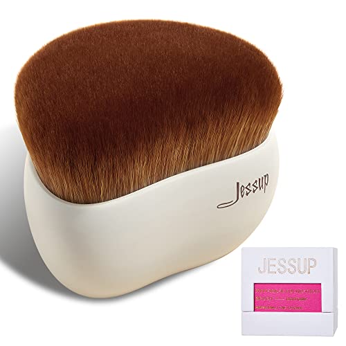 Jessup Foundation Brush for Liquid Makeup Face Body Tanning Brush SF002 | Gray, Plus-Size, Easy-Grip, Ultra-Dense Buffer Hair, Less Absorb, Streak-Free Full Coverage for Cream, Powder. Gift Ready