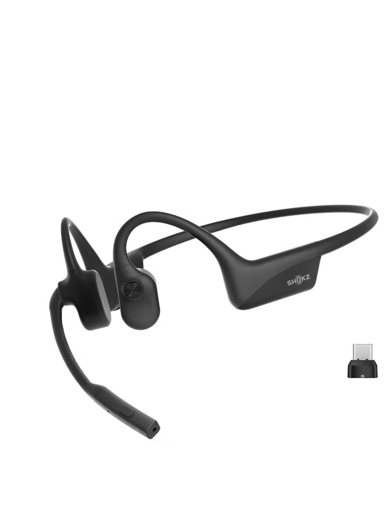 Shokz OpenComm2 UC 2025 Bone Conduction Headset with USB-C Adapter, Noise-Cancelling Mic, 16H Talk Time - Black