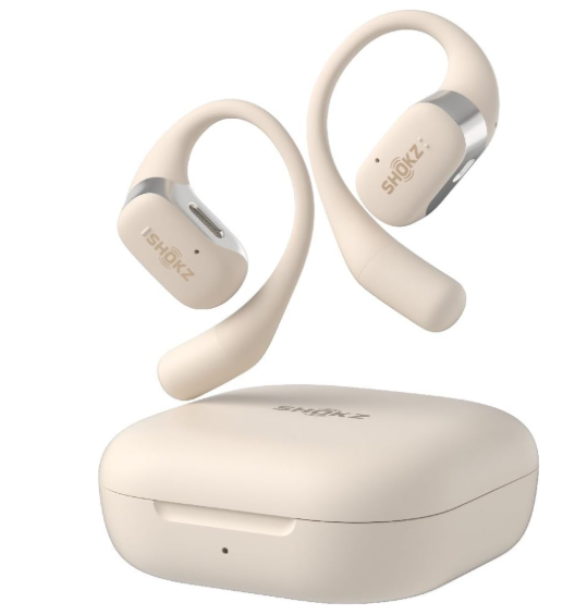 Shokz OpenFit 2+ (T921) Open-Ear Earbuds with Wireless Charging Case, Dolby Audio, 48H Playtime, IP55 - Beige
