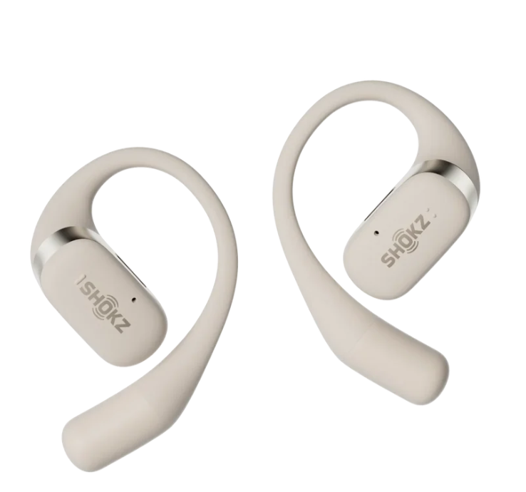 Shokz OpenFit Open-Ear Earbuds with Ultra-Soft Ear Hooks, Bluetooth 5.2, 28H Playtime, IP54 - Beige