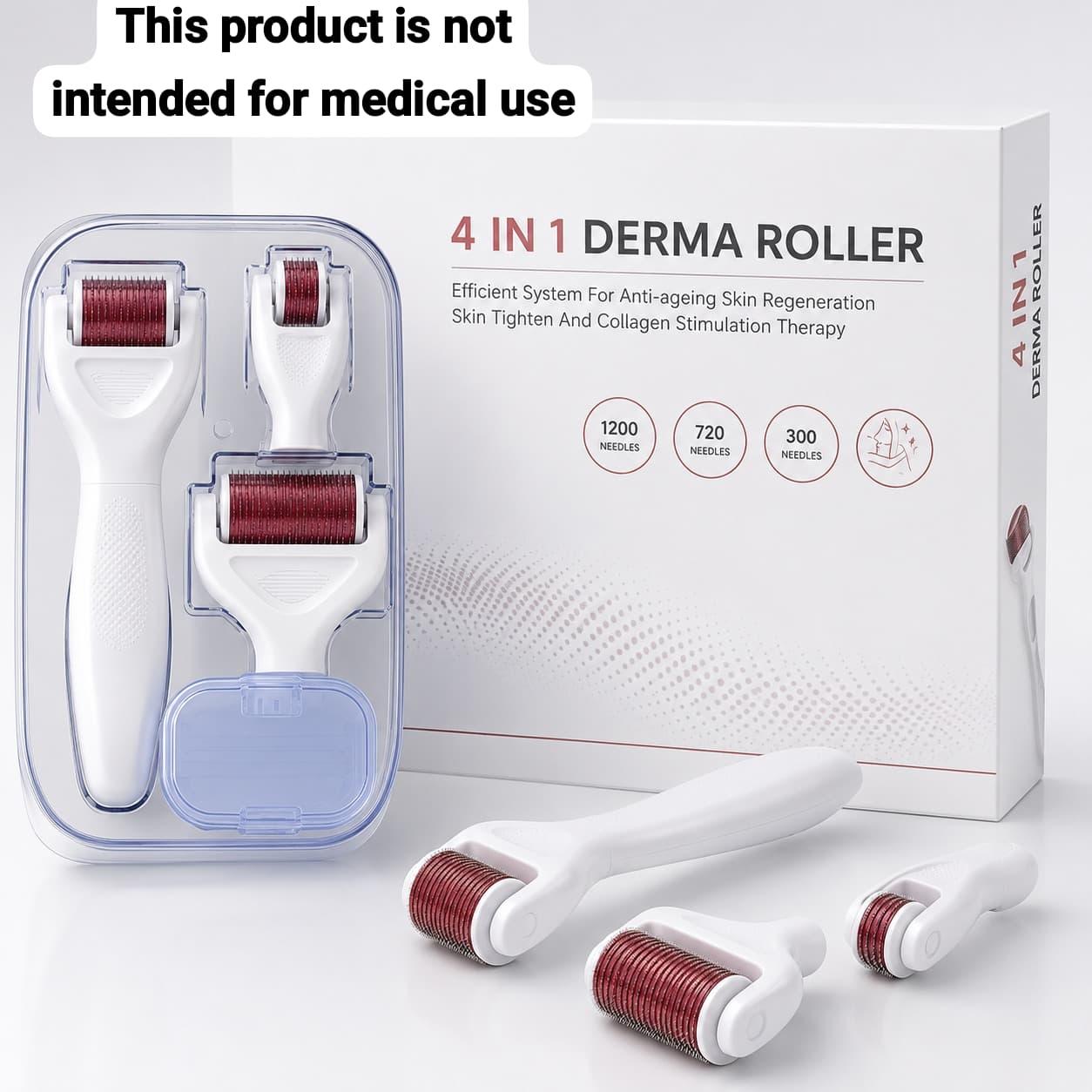 Fine 4-In-1 Derma Stamp Needle Stamp Facial Tool - 0.25Mm, Detachable Interchangeable, No Battery Required, Multifunctional Skincare Design, Suitable for Face, Scalp, Beard And Body Massage, Daily Use, Beauty Skincare Tool Needle Roller
