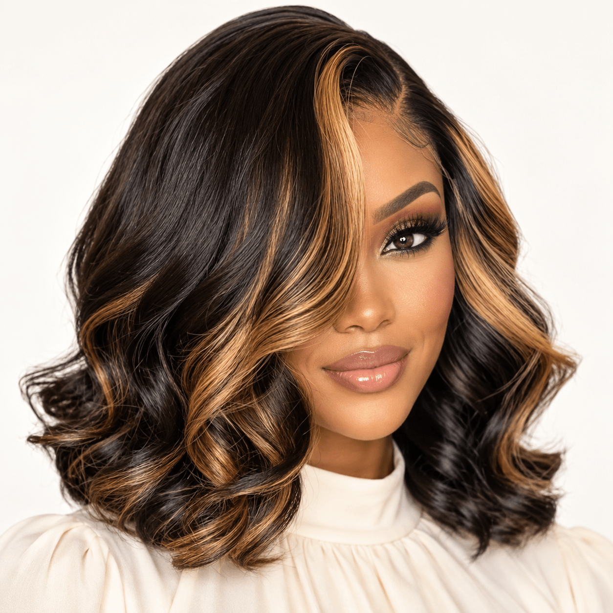 Fine Luxury L- part lace front ready to wear fiber wig for women