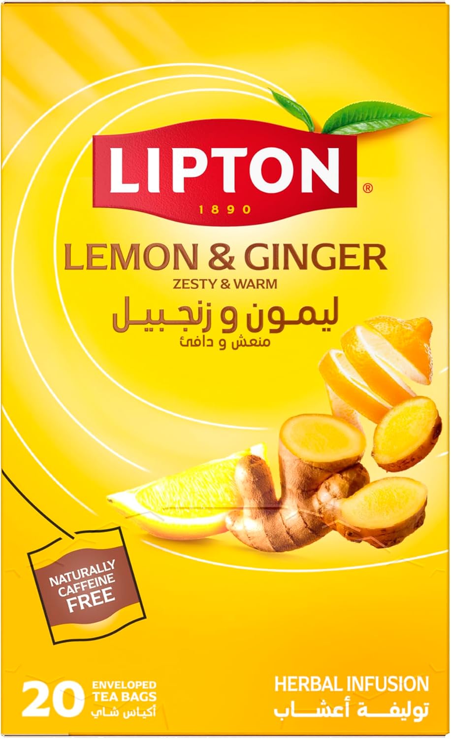 Lipton Lemon & Ginger Herbal Infusion Tea, 20 Tea Bags