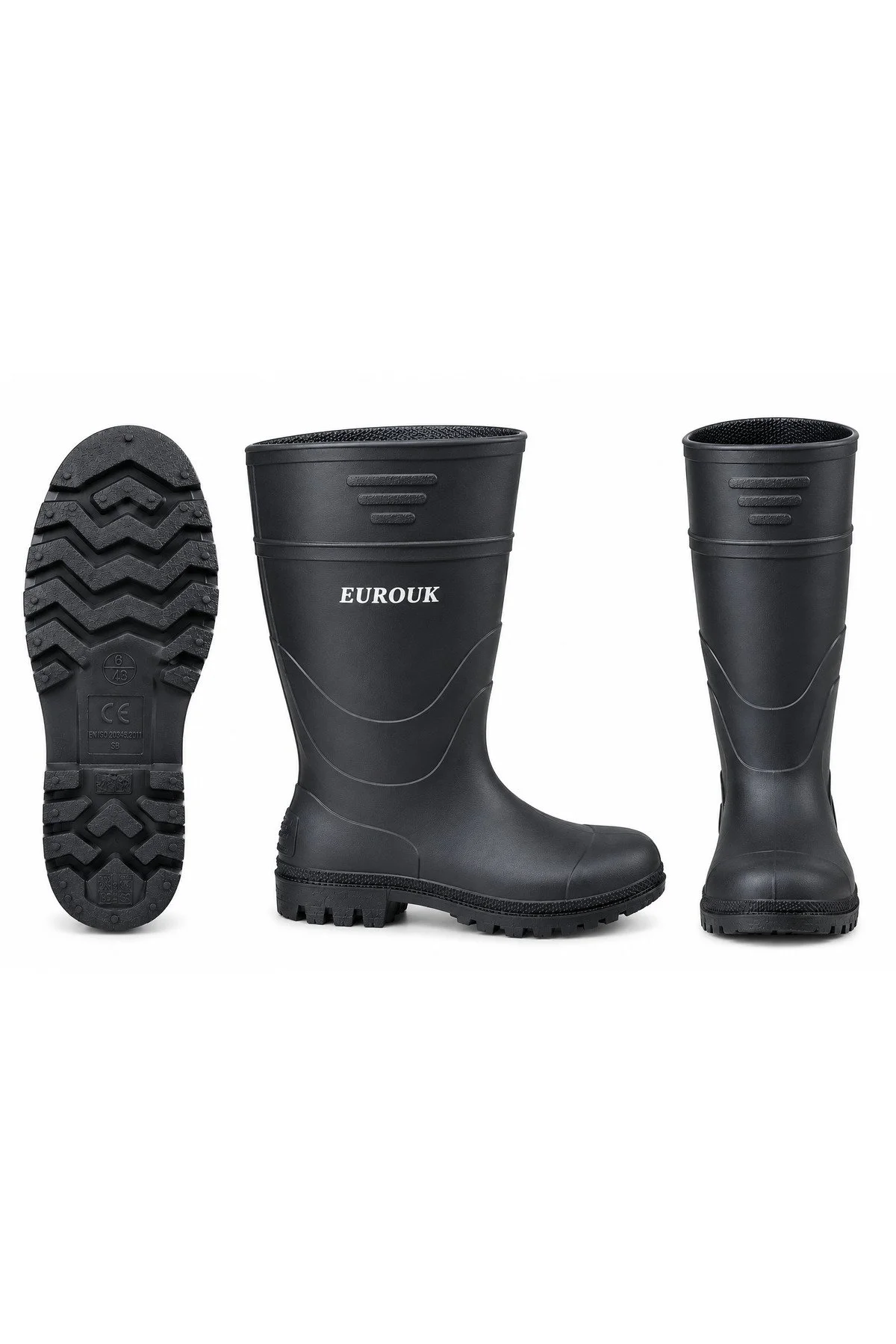 Euro UK Gumboot Full Black Without Steel Toe Size 43