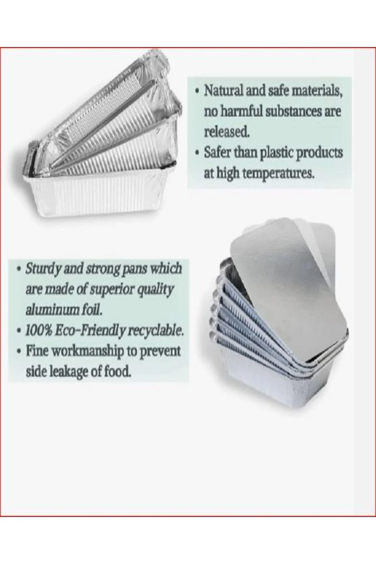 Generic 400pcs Disposable Aluminium Containers Foil Pans With Lids For Food Storage