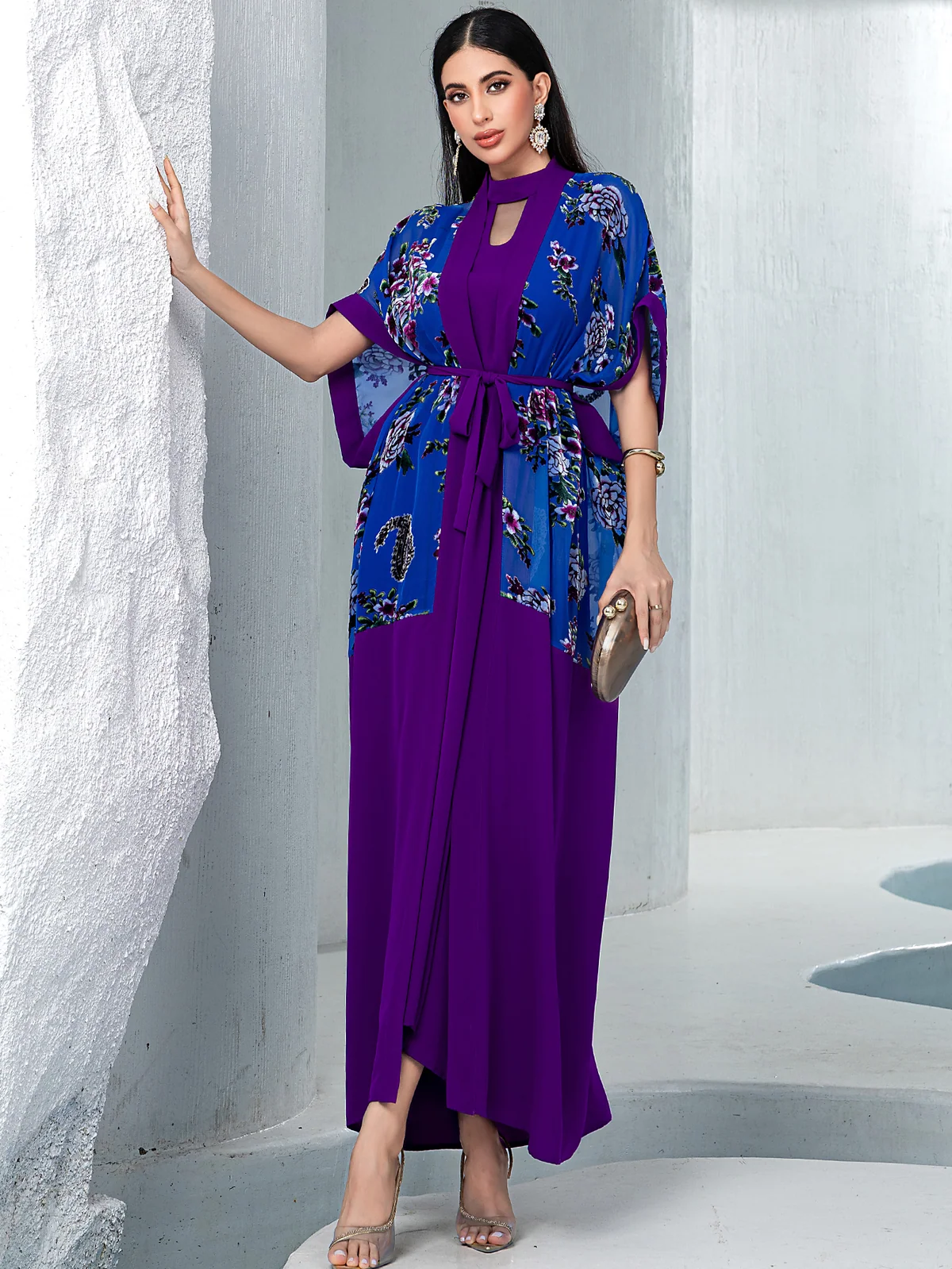 Purple & Blue Floral Two-Piece Set