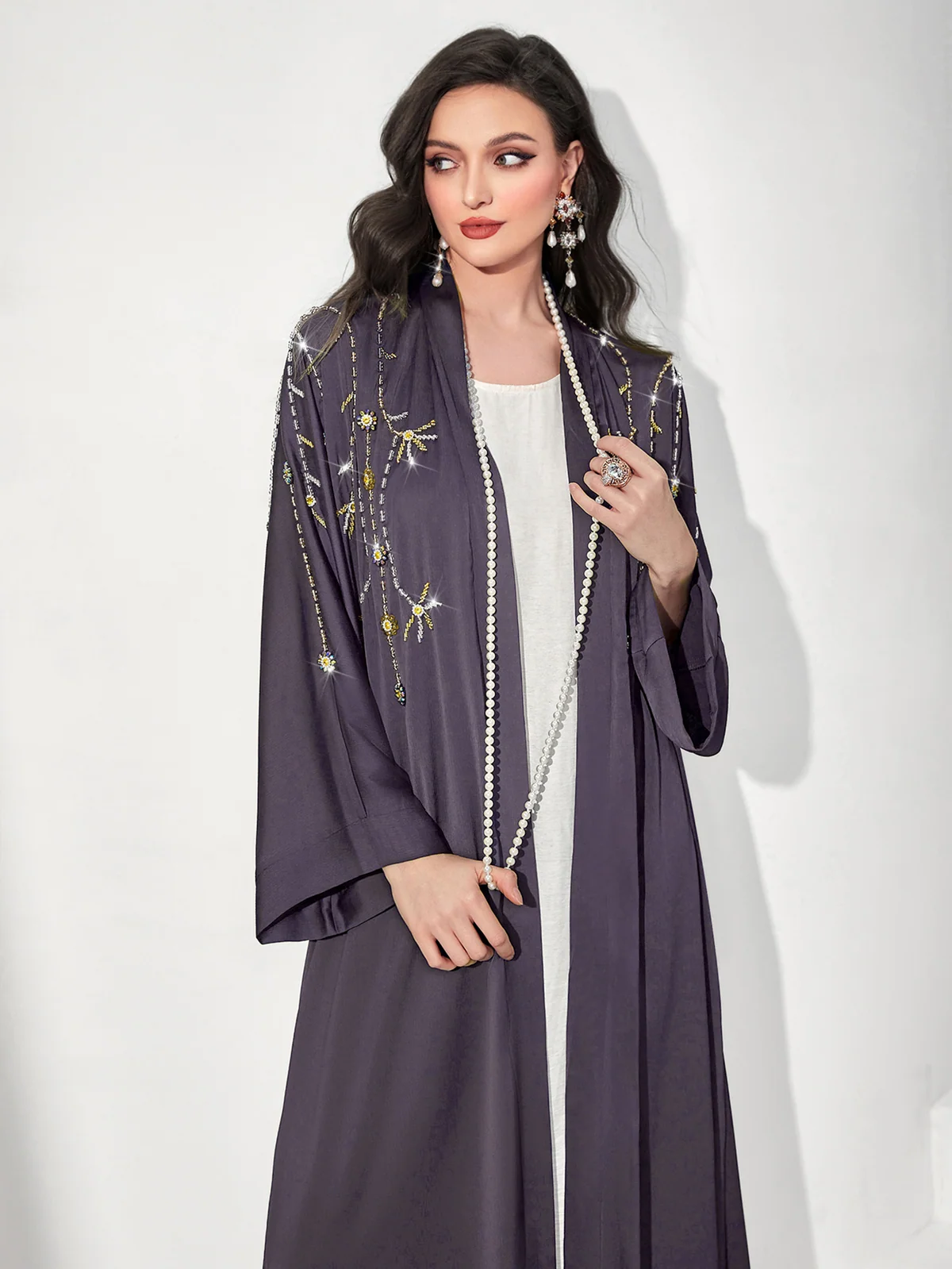 Rhinestone Open Abaya