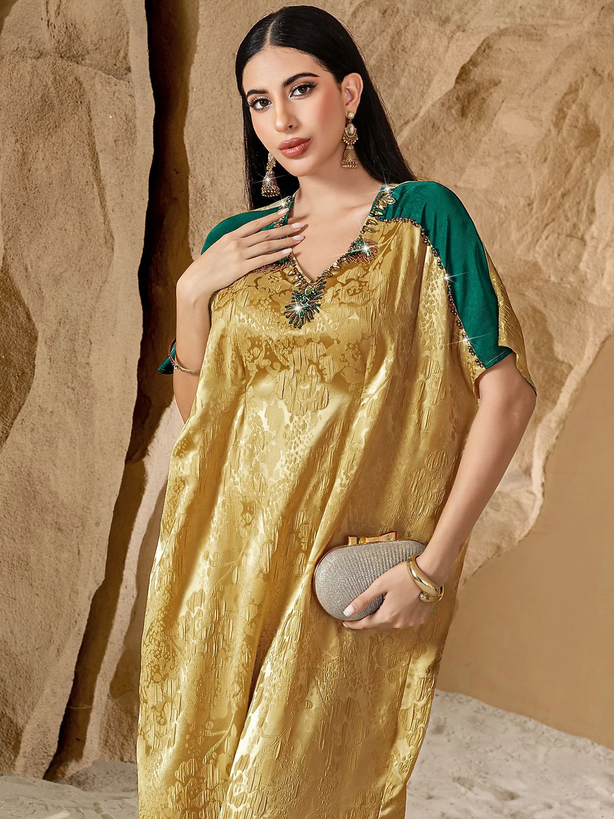 Ginger Contrast Textured Maxi Dress